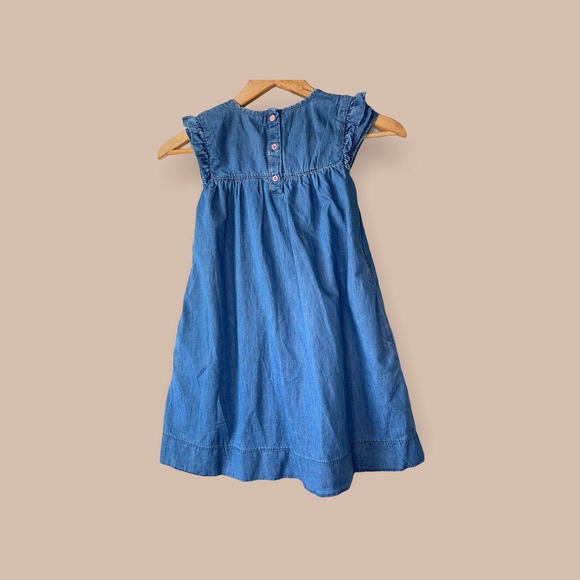 Mini Boden Other - B592 NWT MINI BODEN Sz 7 8 Denim Chambray Dress W/ Floral Lined Pockets Buttons
